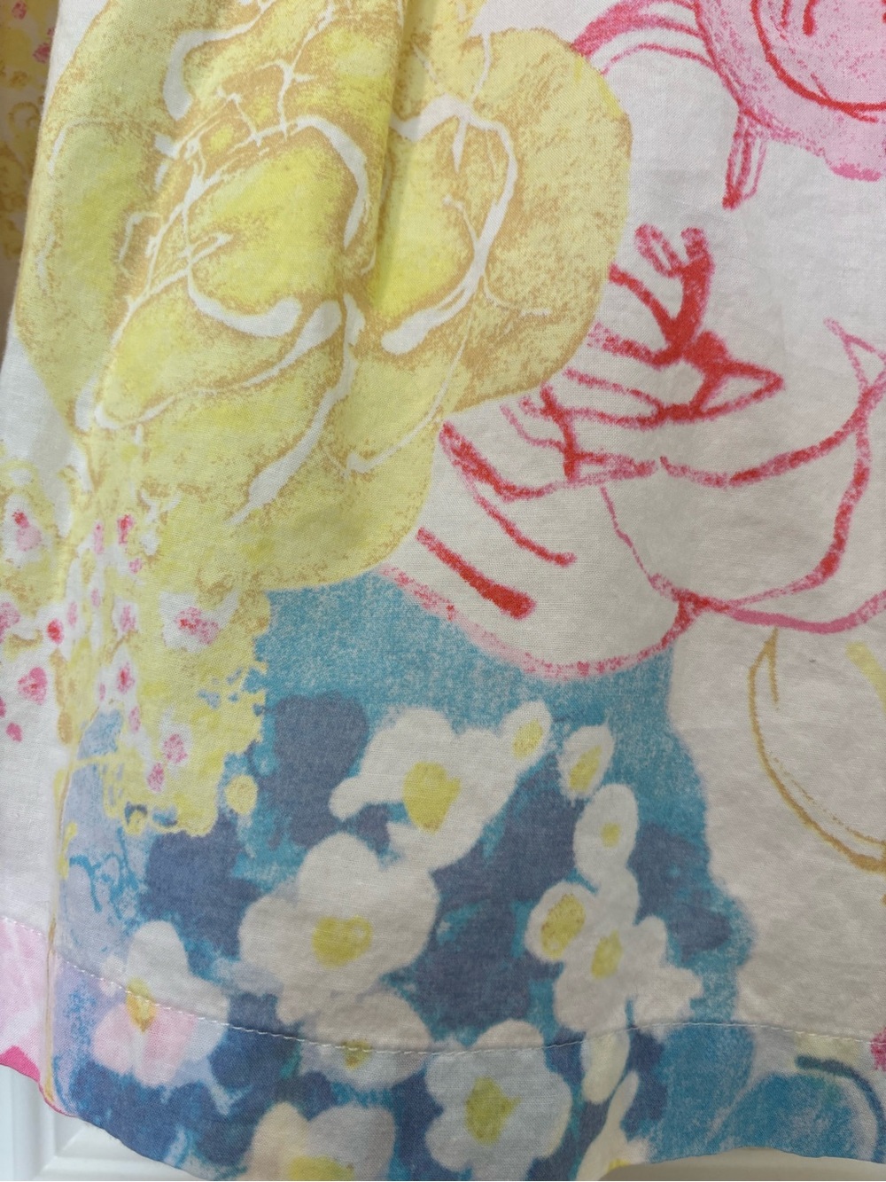 Sigrid Olsen Sz 12 Cotton Floral Print Skirt Blue Pink Cottagecore Resortwear - Picture 8 of 12